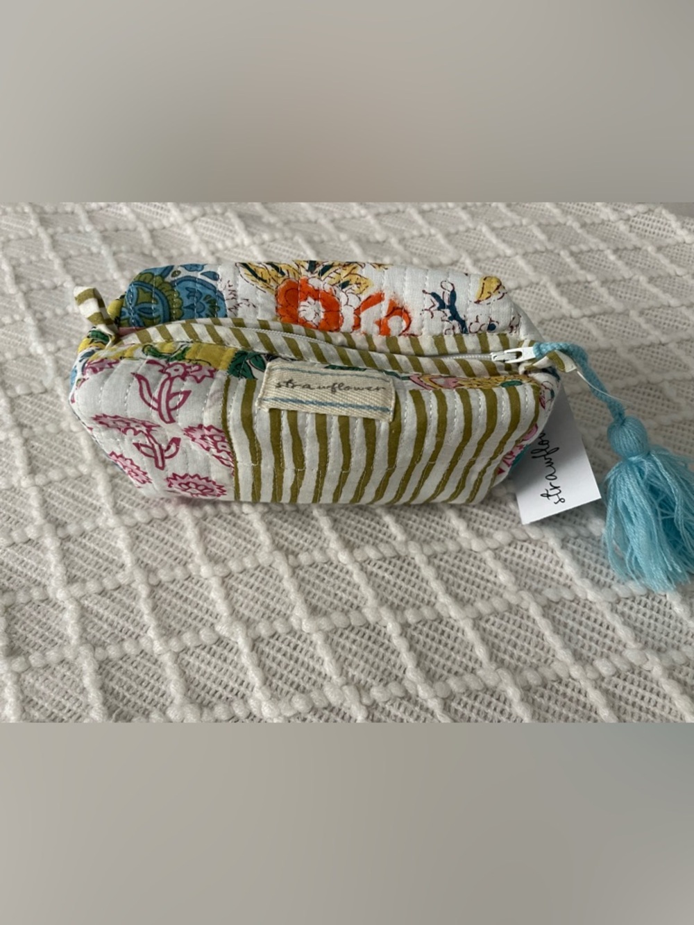 Strawflower Claudia Small Patchwork Quilted Block Print Cosmetic Pouch - Picture 4 of 9
